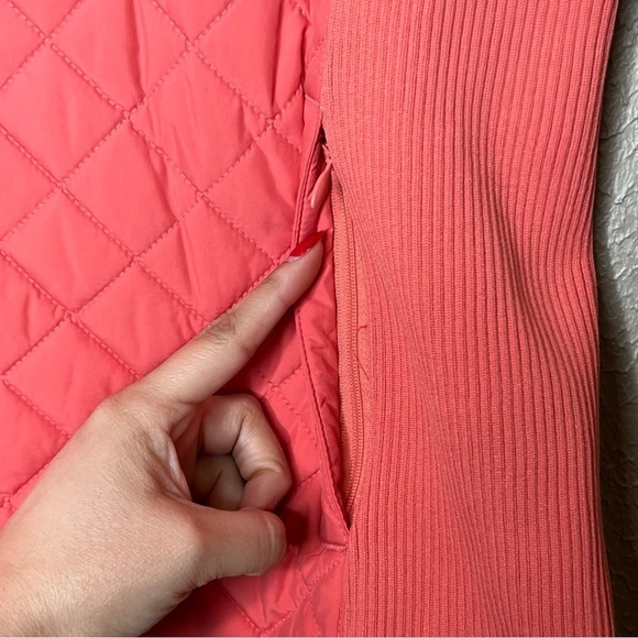 Pendleton Womens Size Large Quilted Puffer Vest Salmon Ribbed Sides Zip Pockets - Picture 5 of 7